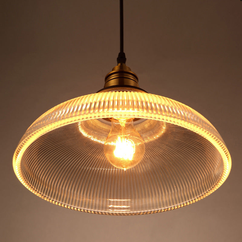 Retro Industrial 1 Light Pendant Prismatic Glass Dome Pendant Lighting for Living Room Clearhalo 'Ceiling Lights' 'Glass shade' 'Glass' 'Industrial Pendants' 'Industrial' 'Middle Century Pendants' 'Pendant Lights' 'Pendants' 'Tiffany' Lighting' 2579666