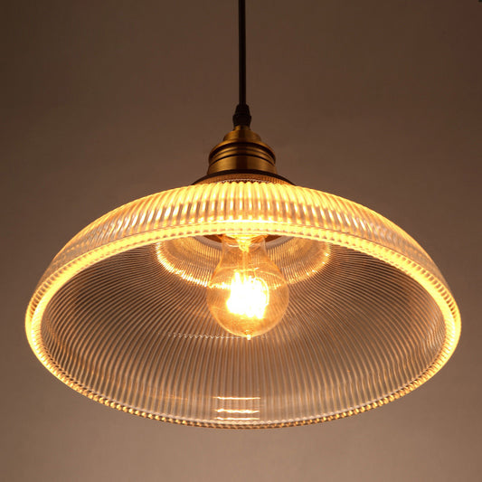Retro Industrial 1 Light Pendant Prismatic Glass Dome Pendant Lighting for Living Room Clearhalo 'Ceiling Lights' 'Glass shade' 'Glass' 'Industrial Pendants' 'Industrial' 'Middle Century Pendants' 'Pendant Lights' 'Pendants' 'Tiffany' Lighting' 2579666
