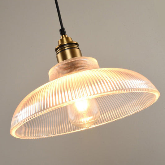 Retro Industrial 1 Light Pendant Prismatic Glass Dome Pendant Lighting for Living Room Clear Clearhalo 'Ceiling Lights' 'Glass shade' 'Glass' 'Industrial Pendants' 'Industrial' 'Middle Century Pendants' 'Pendant Lights' 'Pendants' 'Tiffany' Lighting' 2579670