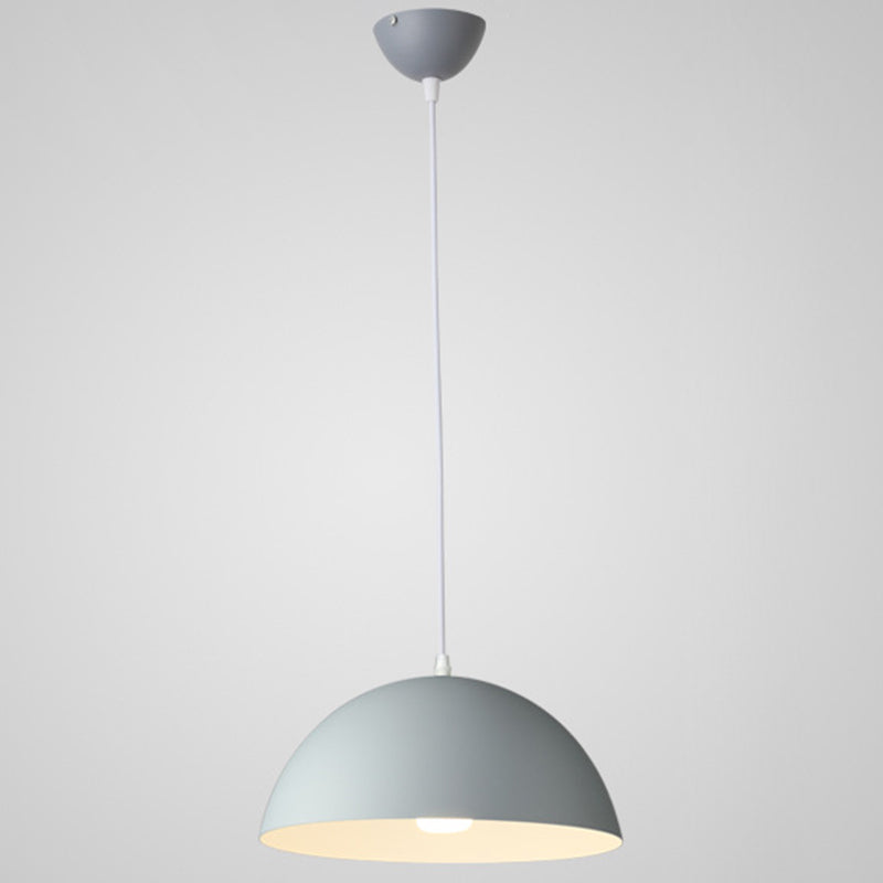 Metal Ribbed Dome Hanging Light 1-Light Nordic Minimalist Style Hanging Lamp for Restaurant Grey 12" Clearhalo 'Ceiling Lights' 'Modern Pendants' 'Modern' 'Pendant Lights' 'Pendants' Lighting' 2579686