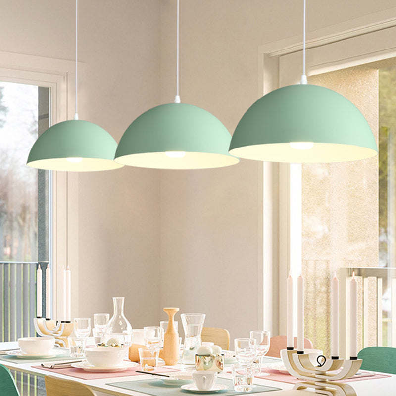 Metal Ribbed Dome Hanging Light 1-Light Nordic Minimalist Style Hanging Lamp for Restaurant Clearhalo 'Ceiling Lights' 'Modern Pendants' 'Modern' 'Pendant Lights' 'Pendants' Lighting' 2579738