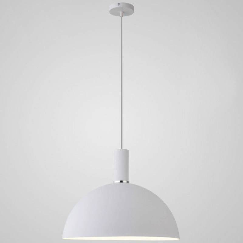 Metal Hemispherical Hanging Light Nordic Style 1 Light Restaurant Ceiling Pendant Lamp White 14" Clearhalo 'Ceiling Lights' 'Modern Pendants' 'Modern' 'Pendant Lights' 'Pendants' Lighting' 2579744