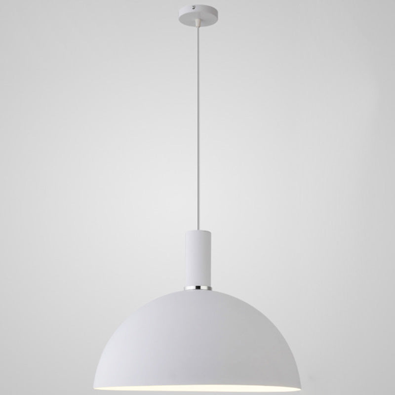 Metal Hemispherical Hanging Light Nordic Style 1 Light Restaurant Ceiling Pendant Lamp White 16" Clearhalo 'Ceiling Lights' 'Modern Pendants' 'Modern' 'Pendant Lights' 'Pendants' Lighting' 2579746