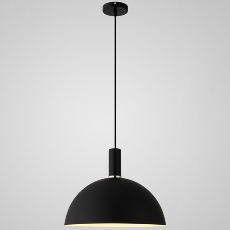 Metal Hemispherical Hanging Light Nordic Style 1 Light Restaurant Ceiling Pendant Lamp Black 12" Clearhalo 'Ceiling Lights' 'Modern Pendants' 'Modern' 'Pendant Lights' 'Pendants' Lighting' 2579749