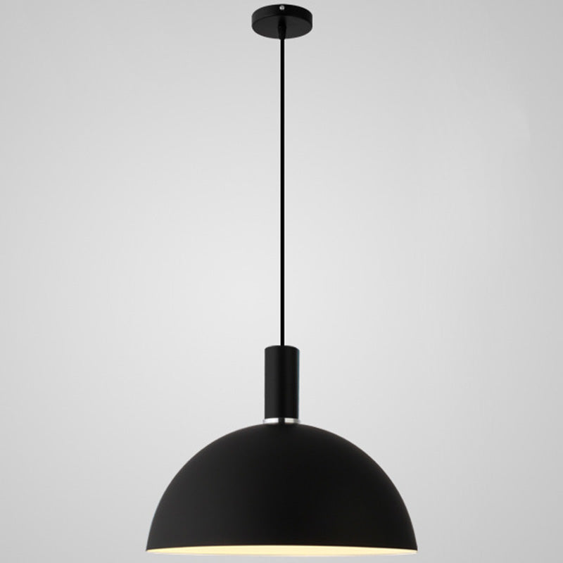 Metal Hemispherical Hanging Light Nordic Style 1 Light Restaurant Ceiling Pendant Lamp Black 14" Clearhalo 'Ceiling Lights' 'Modern Pendants' 'Modern' 'Pendant Lights' 'Pendants' Lighting' 2579751