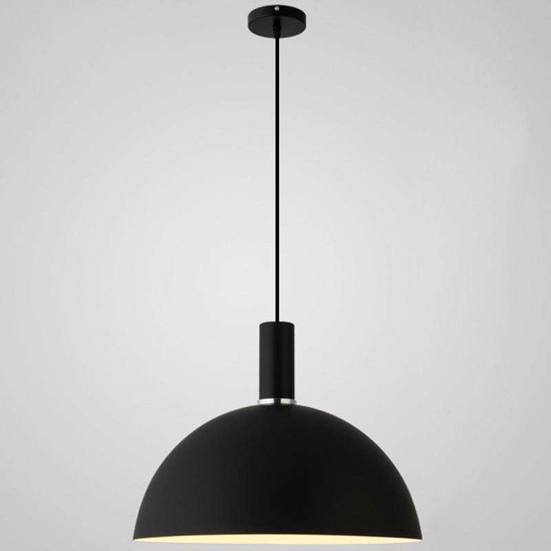 Metal Hemispherical Hanging Light Nordic Style 1 Light Restaurant Ceiling Pendant Lamp Black 16" Clearhalo 'Ceiling Lights' 'Modern Pendants' 'Modern' 'Pendant Lights' 'Pendants' Lighting' 2579752