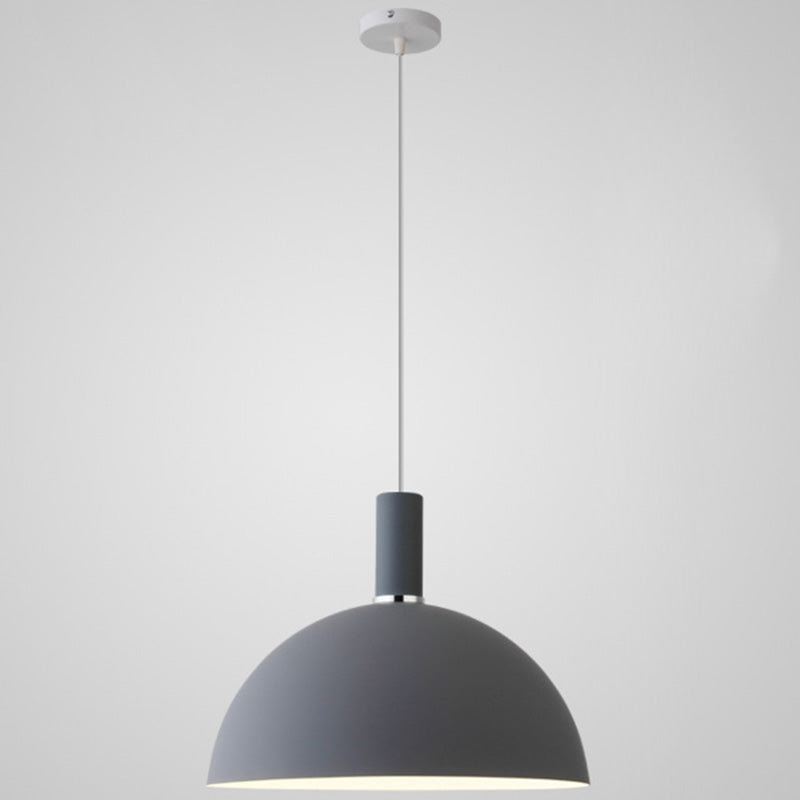 Metal Hemispherical Hanging Light Nordic Style 1 Light Restaurant Ceiling Pendant Lamp Grey 14" Clearhalo 'Ceiling Lights' 'Modern Pendants' 'Modern' 'Pendant Lights' 'Pendants' Lighting' 2579762