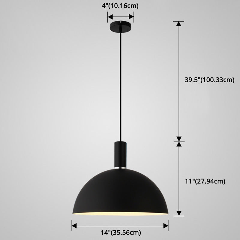 Metal Hemispherical Hanging Light Nordic Style 1 Light Restaurant Ceiling Pendant Lamp Clearhalo 'Ceiling Lights' 'Modern Pendants' 'Modern' 'Pendant Lights' 'Pendants' Lighting' 2579763