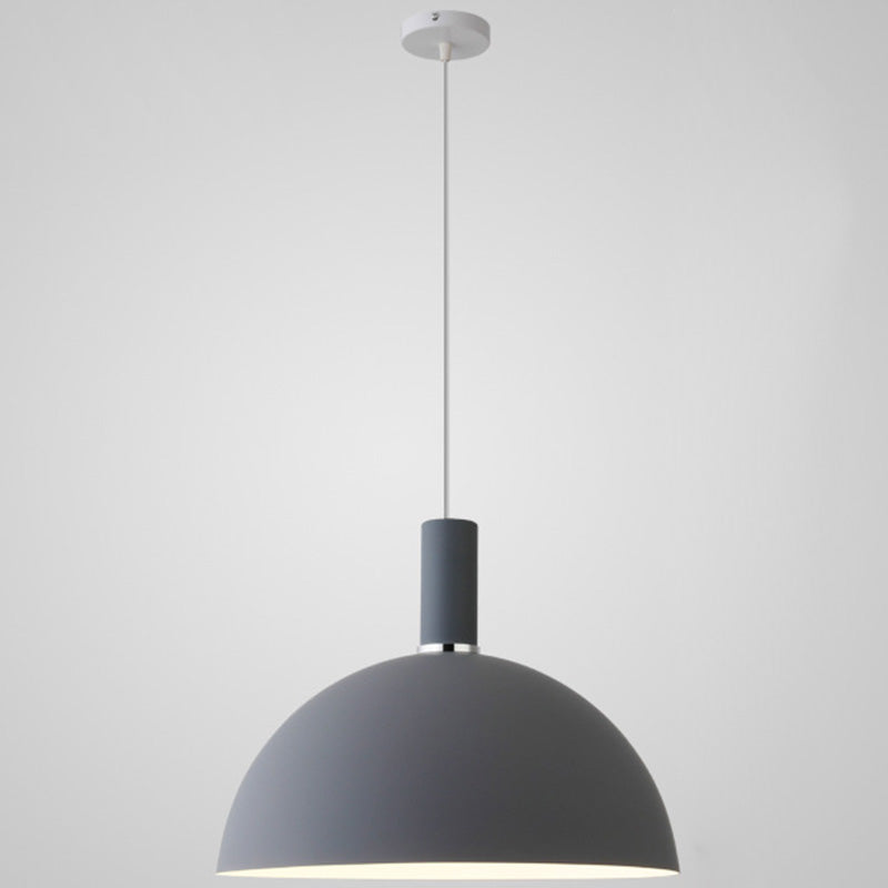 Metal Hemispherical Hanging Light Nordic Style 1 Light Restaurant Ceiling Pendant Lamp Grey 16" Clearhalo 'Ceiling Lights' 'Modern Pendants' 'Modern' 'Pendant Lights' 'Pendants' Lighting' 2579764