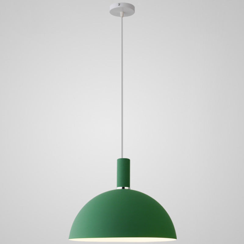 Metal Hemispherical Hanging Light Nordic Style 1 Light Restaurant Ceiling Pendant Lamp Green 12" Clearhalo 'Ceiling Lights' 'Modern Pendants' 'Modern' 'Pendant Lights' 'Pendants' Lighting' 2579766