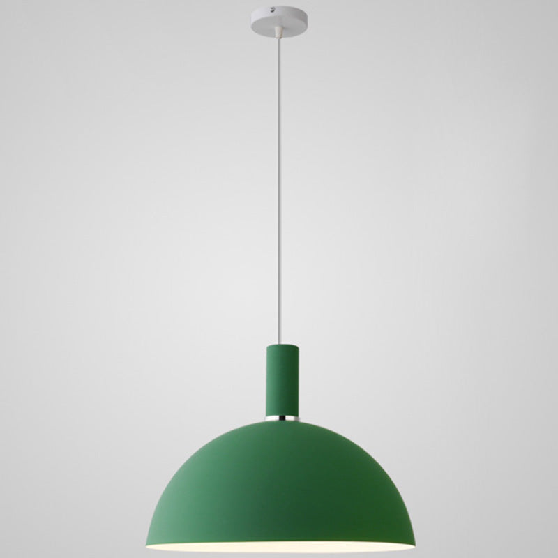 Metal Hemispherical Hanging Light Nordic Style 1 Light Restaurant Ceiling Pendant Lamp Green 14" Clearhalo 'Ceiling Lights' 'Modern Pendants' 'Modern' 'Pendant Lights' 'Pendants' Lighting' 2579768