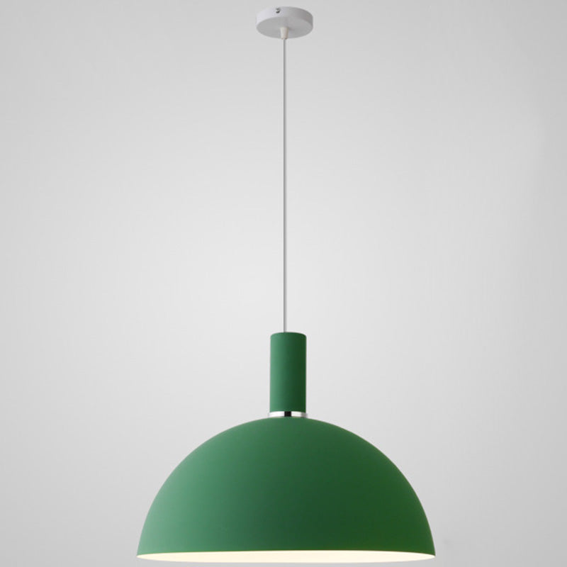 Metal Hemispherical Hanging Light Nordic Style 1 Light Restaurant Ceiling Pendant Lamp Green 16" Clearhalo 'Ceiling Lights' 'Modern Pendants' 'Modern' 'Pendant Lights' 'Pendants' Lighting' 2579770