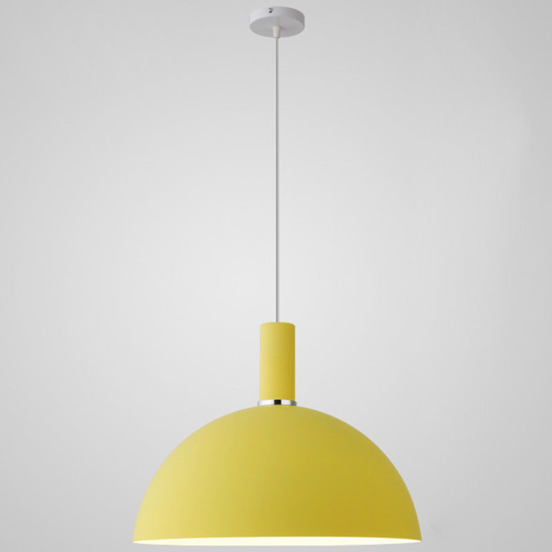 Metal Hemispherical Hanging Light Nordic Style 1 Light Restaurant Ceiling Pendant Lamp Yellow 16" Clearhalo 'Ceiling Lights' 'Modern Pendants' 'Modern' 'Pendant Lights' 'Pendants' Lighting' 2579783