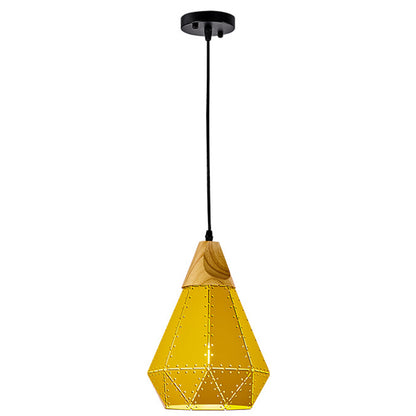 Diamond Dining Room Drop Pendant Modern Style Metal 1 Light Hanging Ceiling Light Yellow 9" Clearhalo 'Art Deco Pendants' 'Black' 'Cast Iron' 'Ceiling Lights' 'Ceramic' 'Crystal' 'Industrial Pendants' 'Industrial' 'Metal' 'Middle Century Pendants' 'Pendant Lights' 'Pendants' 'Rustic Pendants' 'Tiffany' Lighting' 2579979