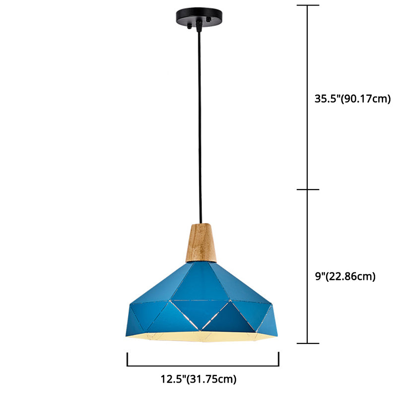 Diamond Dining Room Drop Pendant Modern Style Metal 1 Light Hanging Ceiling Light Clearhalo 'Art Deco Pendants' 'Black' 'Cast Iron' 'Ceiling Lights' 'Ceramic' 'Crystal' 'Industrial Pendants' 'Industrial' 'Metal' 'Middle Century Pendants' 'Pendant Lights' 'Pendants' 'Rustic Pendants' 'Tiffany' Lighting' 2579988