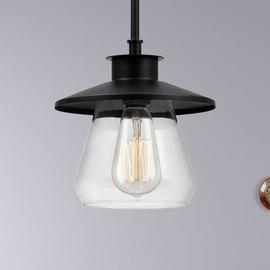 Cone Clear Glass Pendant Ceiling Light Modernism 1 Head Black Hanging Lamp Fixture Clearhalo 'Ceiling Lights' 'Glass shade' 'Glass' 'Modern Pendants' 'Modern' 'Pendant Lights' 'Pendants' Lighting' 258067