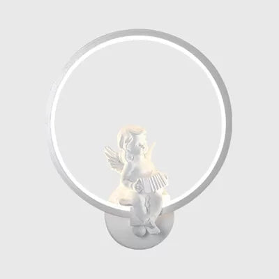 Art Ring Sconce Light with Little Angel Metal Resin Wall Lamp for Bedroom Mirror Bathroom Clearhalo 'Wall Lamps & Sconces' 'Wall Lights' Lighting' 258306