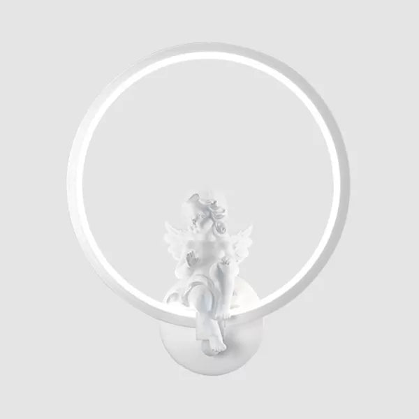 Art Ring Sconce Light with Little Angel Metal Resin Wall Lamp for Bedroom Mirror Bathroom Clearhalo 'Wall Lamps & Sconces' 'Wall Lights' Lighting' 258307