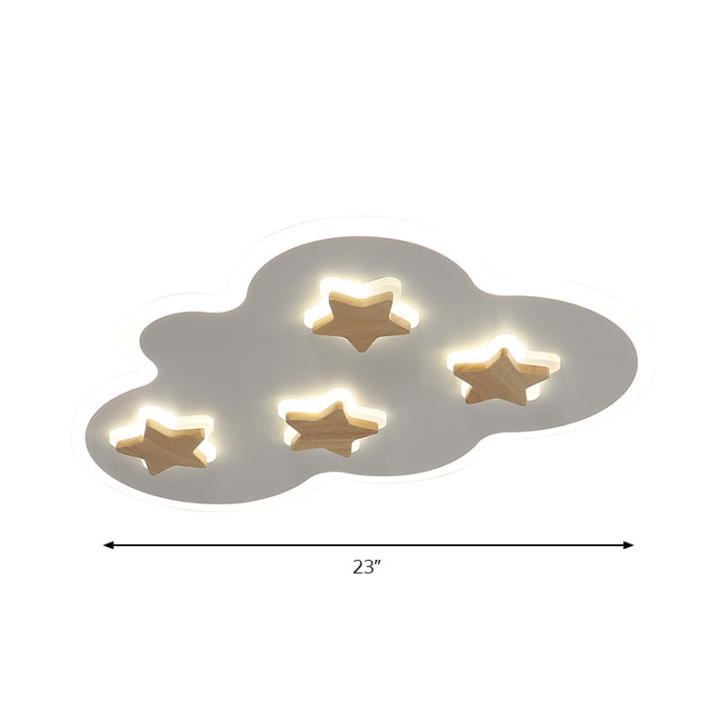 Cloud and Star Kid Bedroom Flush Mount Ceiling Light Acrylic Art Deco Ceiling Light Fixture Clearhalo 'Ceiling Lights' 'Close To Ceiling Lights' 'Close to ceiling' 'Flush mount' Lighting' 258313