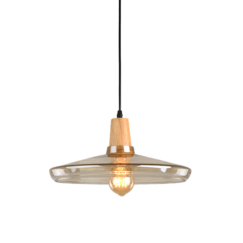 Modern 1 Light Pendant Lamp Amber Glass Shade Barn/Disc/Trifle Hanging Light Kit, 5.5"/7.5"/13" Wide Clearhalo 'Ceiling Lights' 'Chandeliers' 'Glass shade' 'Glass' 'Modern Pendants' 'Modern' 'Pendant Lights' 'Pendants' Lighting' 258415