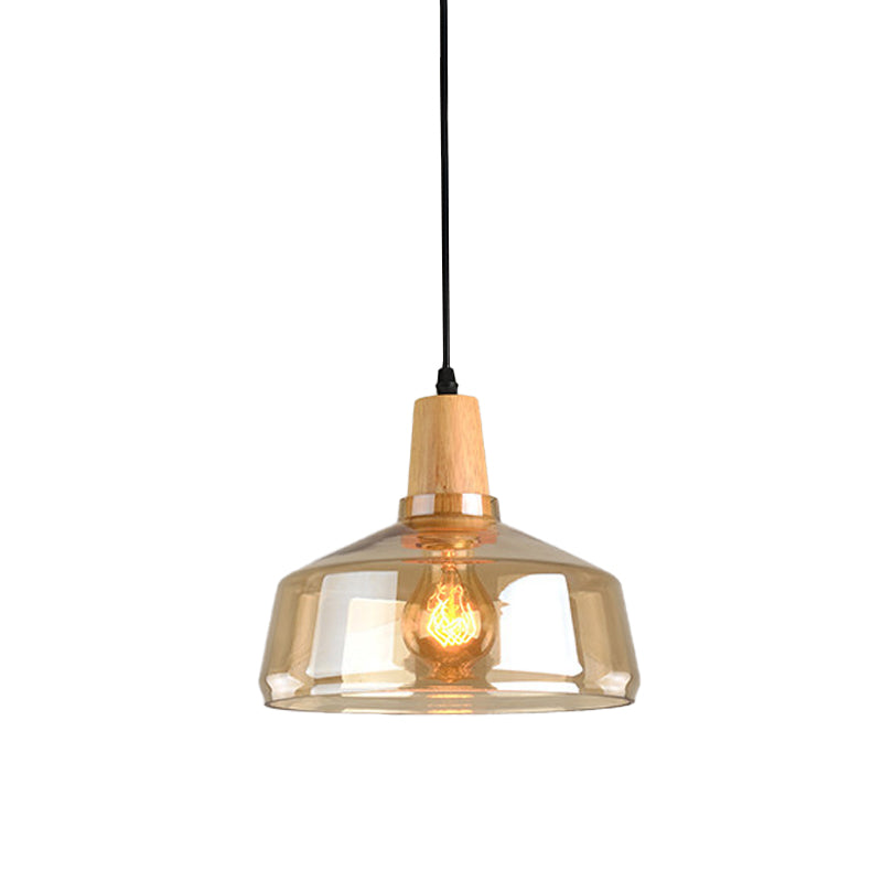Modern 1 Light Pendant Lamp Amber Glass Shade Barn/Disc/Trifle Hanging Light Kit, 5.5"/7.5"/13" Wide Clearhalo 'Ceiling Lights' 'Chandeliers' 'Glass shade' 'Glass' 'Modern Pendants' 'Modern' 'Pendant Lights' 'Pendants' Lighting' 258420