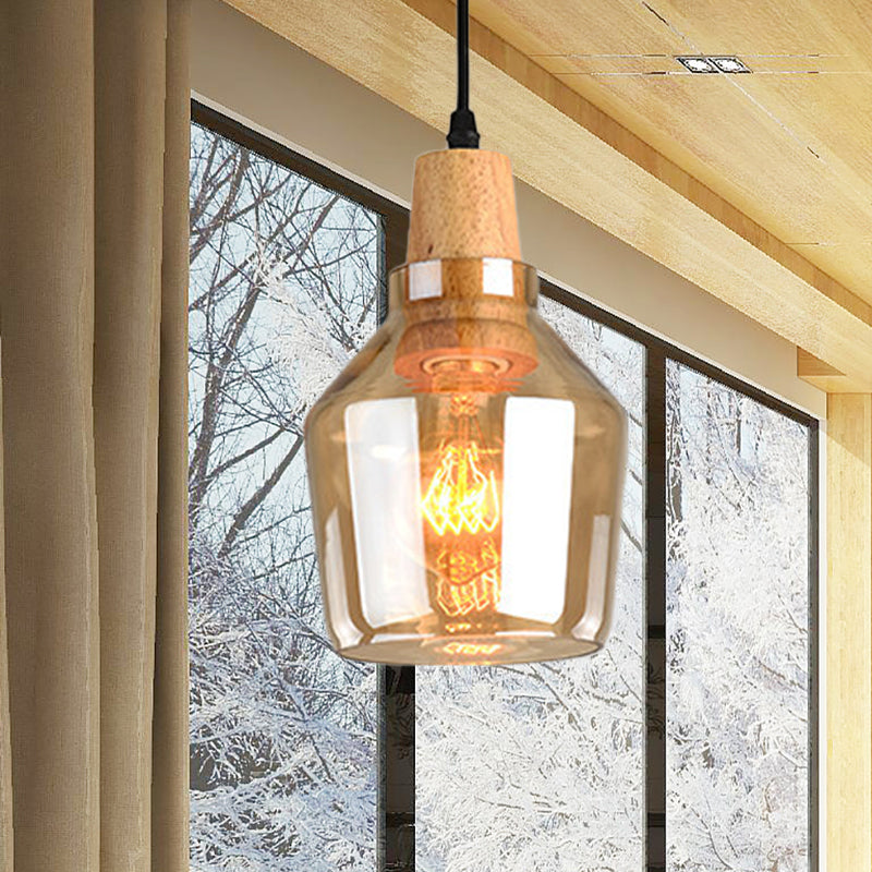 Modern 1 Light Pendant Lamp Amber Glass Shade Barn/Disc/Trifle Hanging Light Kit, 5.5"/7.5"/13" Wide Amber 5.5" Clearhalo 'Ceiling Lights' 'Chandeliers' 'Glass shade' 'Glass' 'Modern Pendants' 'Modern' 'Pendant Lights' 'Pendants' Lighting' 258421