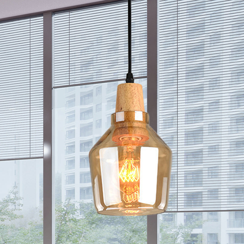 Modern 1 Light Pendant Lamp Amber Glass Shade Barn/Disc/Trifle Hanging Light Kit, 5.5"/7.5"/13" Wide Clearhalo 'Ceiling Lights' 'Chandeliers' 'Glass shade' 'Glass' 'Modern Pendants' 'Modern' 'Pendant Lights' 'Pendants' Lighting' 258422
