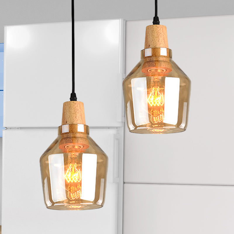 Modern 1 Light Pendant Lamp Amber Glass Shade Barn/Disc/Trifle Hanging Light Kit, 5.5"/7.5"/13" Wide Clearhalo 'Ceiling Lights' 'Chandeliers' 'Glass shade' 'Glass' 'Modern Pendants' 'Modern' 'Pendant Lights' 'Pendants' Lighting' 258424