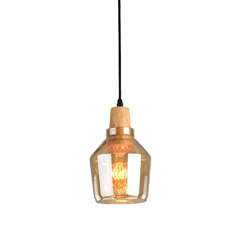 Modern 1 Light Pendant Lamp Amber Glass Shade Barn/Disc/Trifle Hanging Light Kit, 5.5"/7.5"/13" Wide Clearhalo 'Ceiling Lights' 'Chandeliers' 'Glass shade' 'Glass' 'Modern Pendants' 'Modern' 'Pendant Lights' 'Pendants' Lighting' 258425