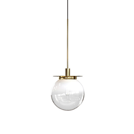 Globe Dining Room Hanging Lamp kit Orange/Blue/Clear Glass 1 Head Modern Pendant Light Fixture Clearhalo 'Ceiling Lights' 'Glass shade' 'Glass' 'Modern Pendants' 'Modern' 'Pendant Lights' 'Pendants' Lighting' 258664