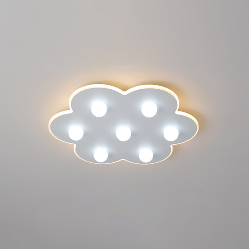 Flower/Round/Square Led Flush Ceiling Light Kids Modern Metal 8 Lights 16.5/19.5 Inch Wide White Flushmount Light White Flower Clearhalo 'Ceiling Lights' 'Close To Ceiling Lights' 'Close to ceiling' 'Flush mount' Lighting' 258677