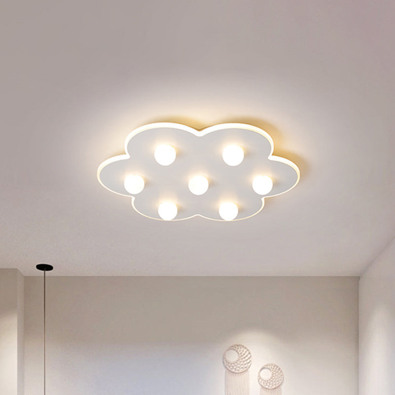 Flower/Round/Square Led Flush Ceiling Light Kids Modern Metal 8 Lights 16.5/19.5 Inch Wide White Flushmount Light Clearhalo 'Ceiling Lights' 'Close To Ceiling Lights' 'Close to ceiling' 'Flush mount' Lighting' 258678