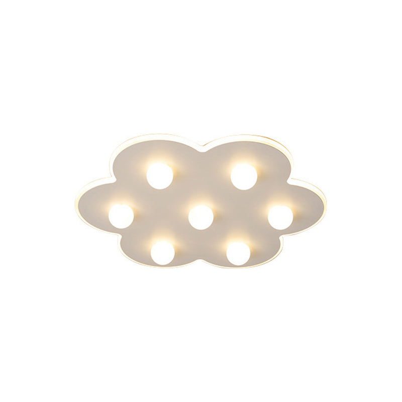 Flower/Round/Square Led Flush Ceiling Light Kids Modern Metal 8 Lights 16.5/19.5 Inch Wide White Flushmount Light Clearhalo 'Ceiling Lights' 'Close To Ceiling Lights' 'Close to ceiling' 'Flush mount' Lighting' 258679