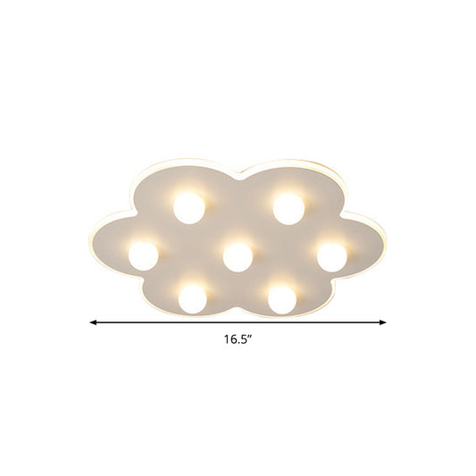 Flower/Round/Square Led Flush Ceiling Light Kids Modern Metal 8 Lights 16.5/19.5 Inch Wide White Flushmount Light Clearhalo 'Ceiling Lights' 'Close To Ceiling Lights' 'Close to ceiling' 'Flush mount' Lighting' 258680