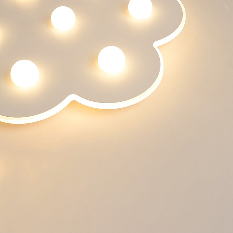 Flower/Round/Square Led Flush Ceiling Light Kids Modern Metal 8 Lights 16.5/19.5 Inch Wide White Flushmount Light Clearhalo 'Ceiling Lights' 'Close To Ceiling Lights' 'Close to ceiling' 'Flush mount' Lighting' 258681