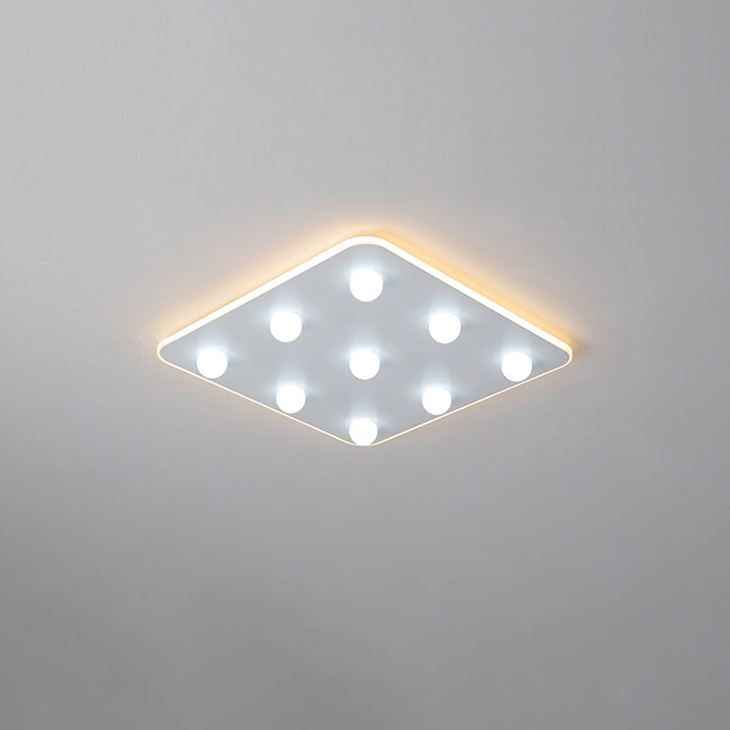 Flower/Round/Square Led Flush Ceiling Light Kids Modern Metal 8 Lights 16.5/19.5 Inch Wide White Flushmount Light White Square Clearhalo 'Ceiling Lights' 'Close To Ceiling Lights' 'Close to ceiling' 'Flush mount' Lighting' 258682