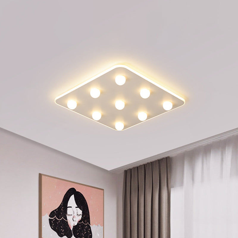 Flower/Round/Square Led Flush Ceiling Light Kids Modern Metal 8 Lights 16.5/19.5 Inch Wide White Flushmount Light Clearhalo 'Ceiling Lights' 'Close To Ceiling Lights' 'Close to ceiling' 'Flush mount' Lighting' 258683