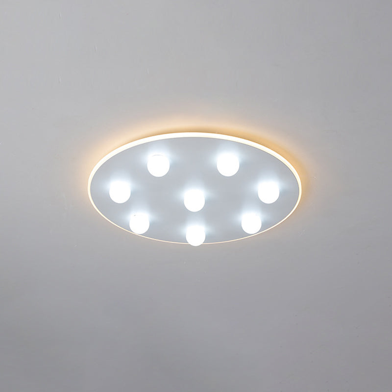 Flower/Round/Square Led Flush Ceiling Light Kids Modern Metal 8 Lights 16.5/19.5 Inch Wide White Flushmount Light White Round Clearhalo 'Ceiling Lights' 'Close To Ceiling Lights' 'Close to ceiling' 'Flush mount' Lighting' 258686