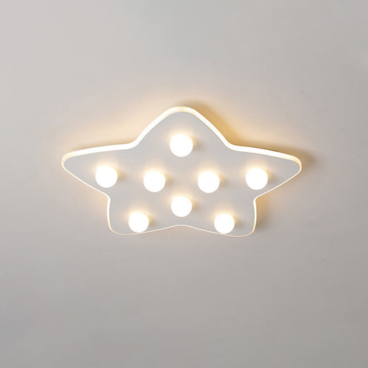 Blue/Pink/White Star Flush Ceiling Light Modern Metal 8 Bulbs Flush Lighting for Children Room White Clearhalo 'Ceiling Lights' 'Close To Ceiling Lights' 'Close to ceiling' 'Flush mount' Lighting' 258699