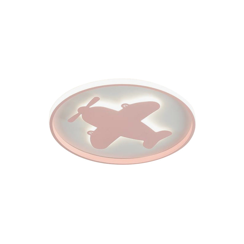 Airplane/Horse/Fish Ceiling Flush Light Cartoon Metallic Led Flushmount Lighting in Blue/Pink Clearhalo 'Ceiling Lights' 'Close To Ceiling Lights' 'Close to ceiling' 'Flush mount' Lighting' 258743