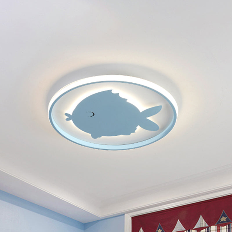 Airplane/Horse/Fish Ceiling Flush Light Cartoon Metallic Led Flushmount Lighting in Blue/Pink Clearhalo 'Ceiling Lights' 'Close To Ceiling Lights' 'Close to ceiling' 'Flush mount' Lighting' 258746