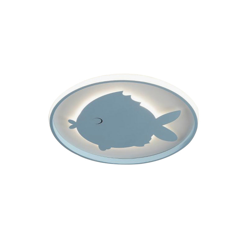 Airplane/Horse/Fish Ceiling Flush Light Cartoon Metallic Led Flushmount Lighting in Blue/Pink Clearhalo 'Ceiling Lights' 'Close To Ceiling Lights' 'Close to ceiling' 'Flush mount' Lighting' 258747