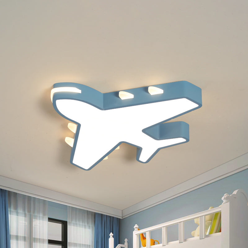 19.5/23.5 Inch Wide White/Blue Airplane Flush Mount Fixture Acrylic Modernism LED Flush Light in Warm/White Light Blue Clearhalo 'Ceiling Lights' 'Close To Ceiling Lights' 'Close to ceiling' 'Flush mount' Lighting' 258831