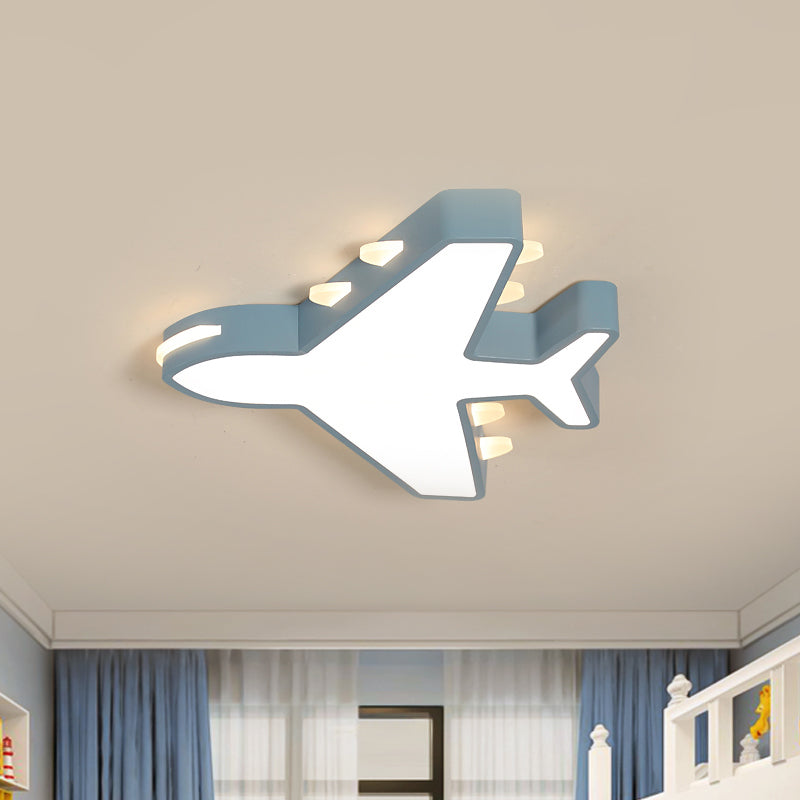 19.5/23.5 Inch Wide White/Blue Airplane Flush Mount Fixture Acrylic Modernism LED Flush Light in Warm/White Light Clearhalo 'Ceiling Lights' 'Close To Ceiling Lights' 'Close to ceiling' 'Flush mount' Lighting' 258832