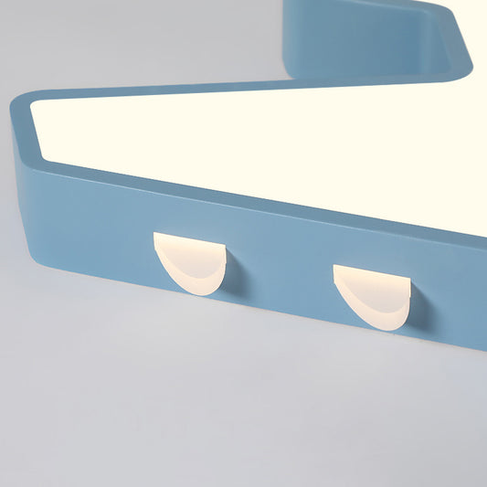 19.5/23.5 Inch Wide White/Blue Airplane Flush Mount Fixture Acrylic Modernism LED Flush Light in Warm/White Light Clearhalo 'Ceiling Lights' 'Close To Ceiling Lights' 'Close to ceiling' 'Flush mount' Lighting' 258836