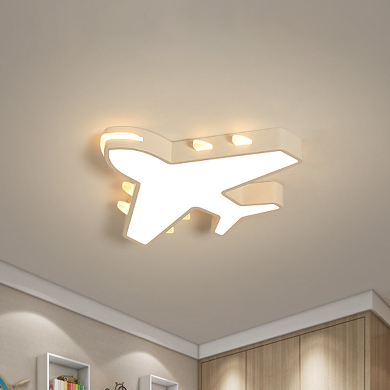 19.5/23.5 Inch Wide White/Blue Airplane Flush Mount Fixture Acrylic Modernism LED Flush Light in Warm/White Light White Clearhalo 'Ceiling Lights' 'Close To Ceiling Lights' 'Close to ceiling' 'Flush mount' Lighting' 258837