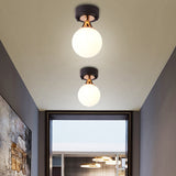 Ball Semi Flush Light Fixtures Contemporary Milk Glass Ceiling Mounted Light for Hallway Clearhalo 'Ceiling Lights' 'Close To Ceiling Lights' 'Close to ceiling' 'Semi-flushmount' Lighting' 2588425