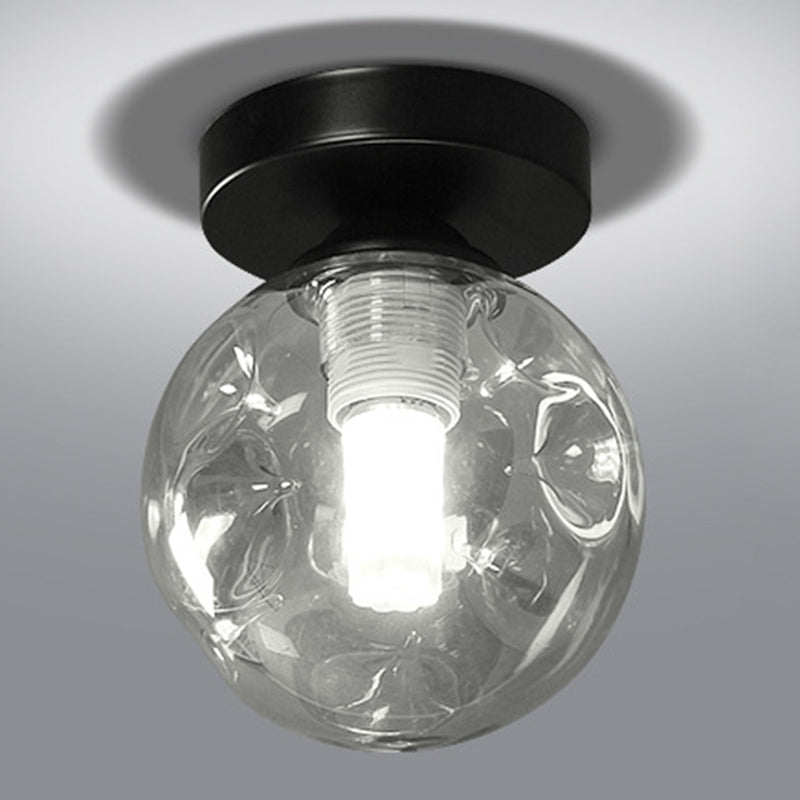 Globe Semi Flush Mount Light Fixture Modernist 1 Light Glass Ceiling Flush Mount for Hallway Clear Clearhalo 'Ceiling Lights' 'Close To Ceiling Lights' 'Close to ceiling' 'Semi-flushmount' Lighting' 2588429