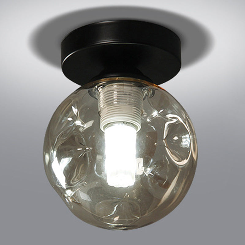 Globe Semi Flush Mount Light Fixture Modernist 1 Light Glass Ceiling Flush Mount for Hallway Cognac Clearhalo 'Ceiling Lights' 'Close To Ceiling Lights' 'Close to ceiling' 'Semi-flushmount' Lighting' 2588432