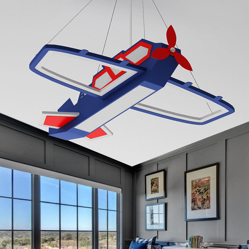 Acrylic Airplane Pendant Light Fixture Modernism LED Ceiling Chandelier in Blue, Warm/White Light Clearhalo 'Ceiling Lights' 'Chandeliers' Lighting' options 258846